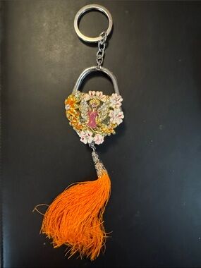 Strada Decorative Tassel Keychain Watch with Floral Charms